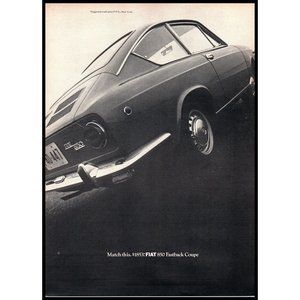 1968 Fiat 850 Fastback Coupe Vintage Print Ad Italian Sports Car Wall Art Photo